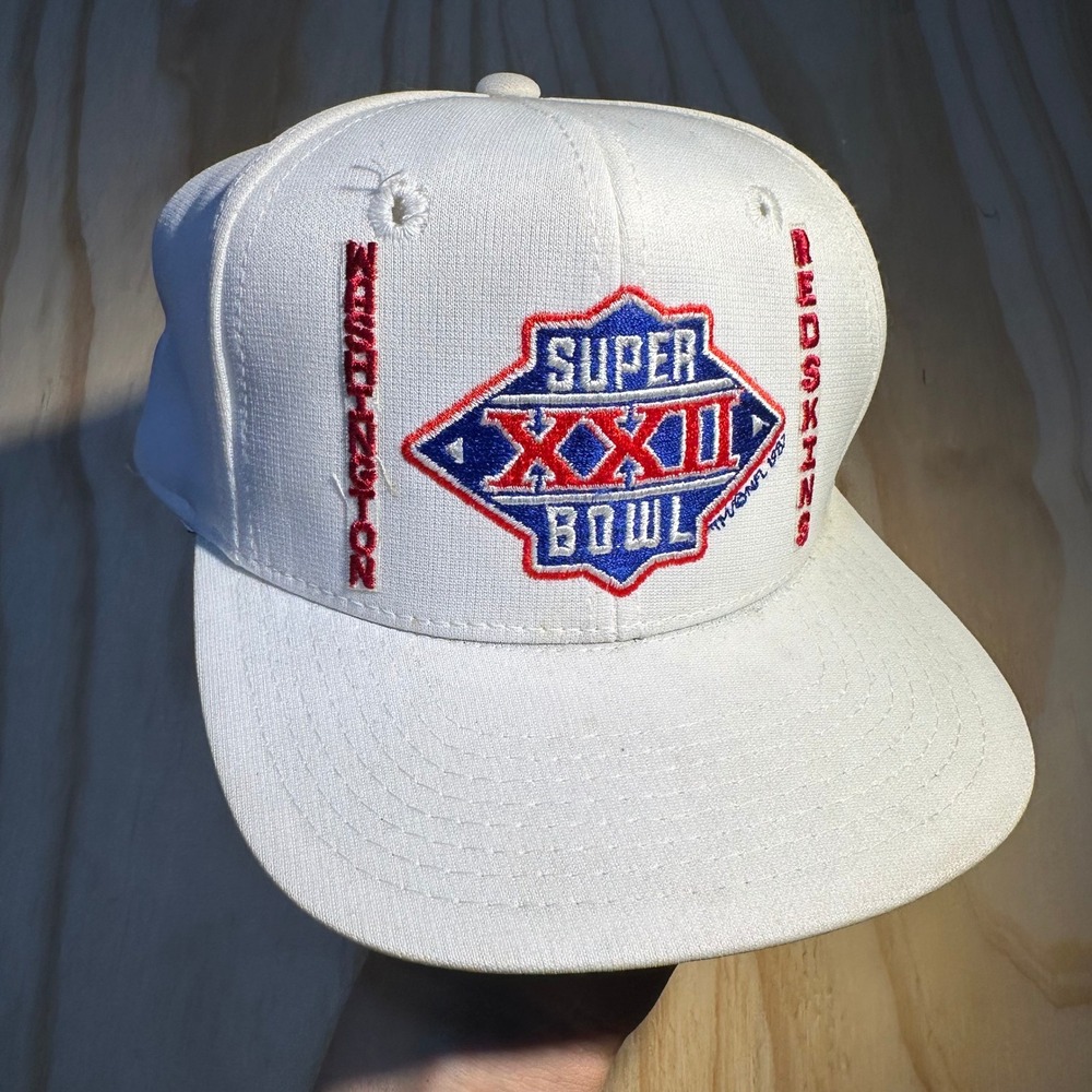 Vintage Washington Redskins Super Bowl XXII Snapback Hat White 1988 NFL Cap